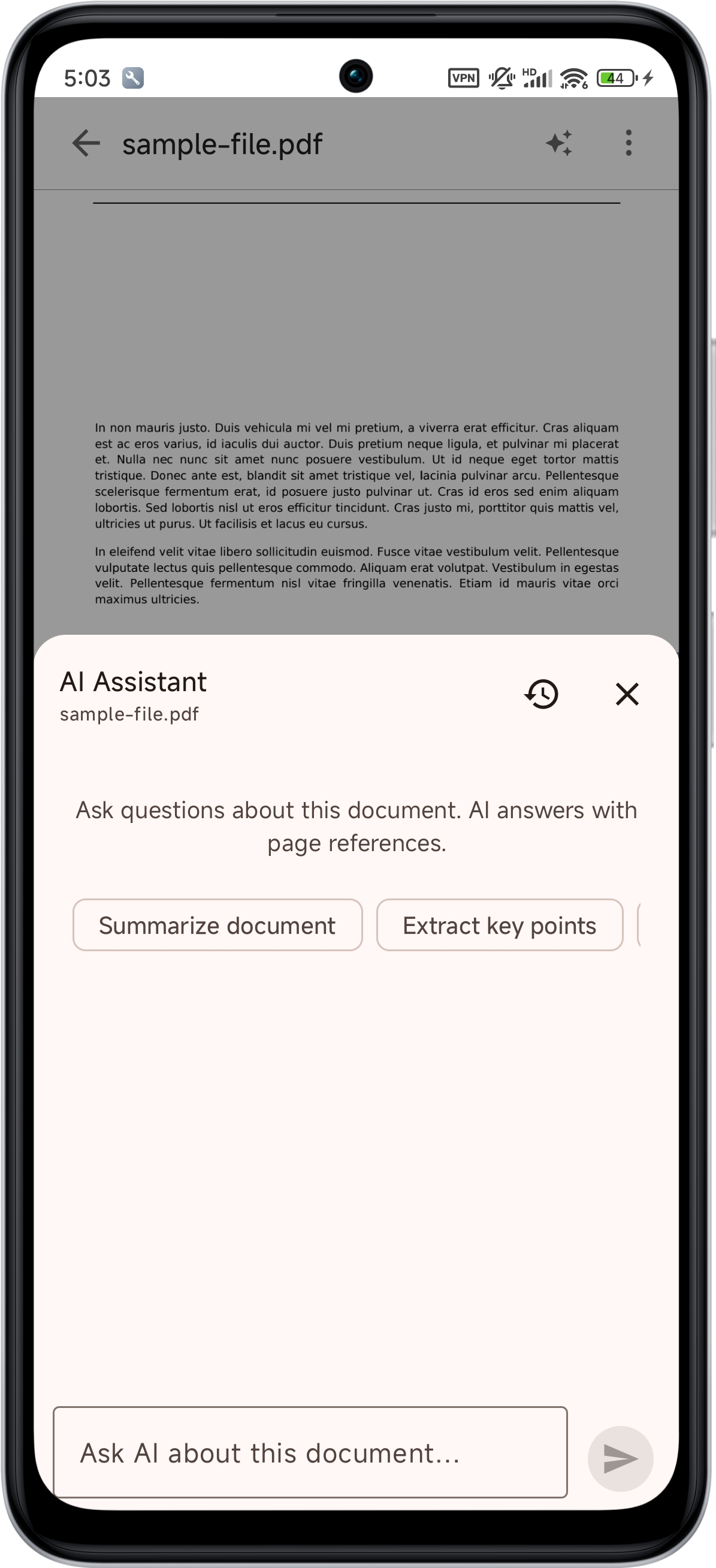 AI chat with PDF - ask questions and get answers with page references