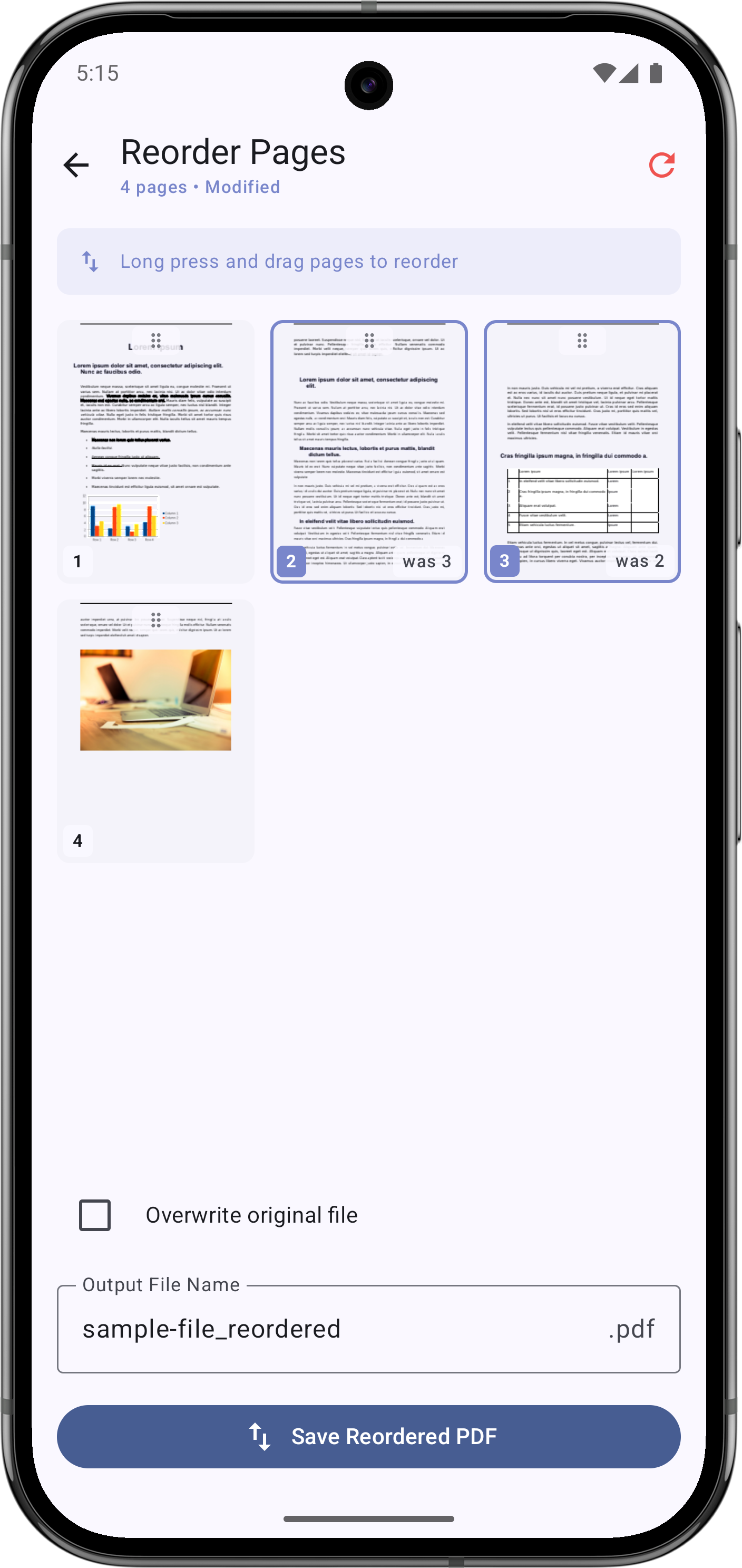 Reorder Pages
